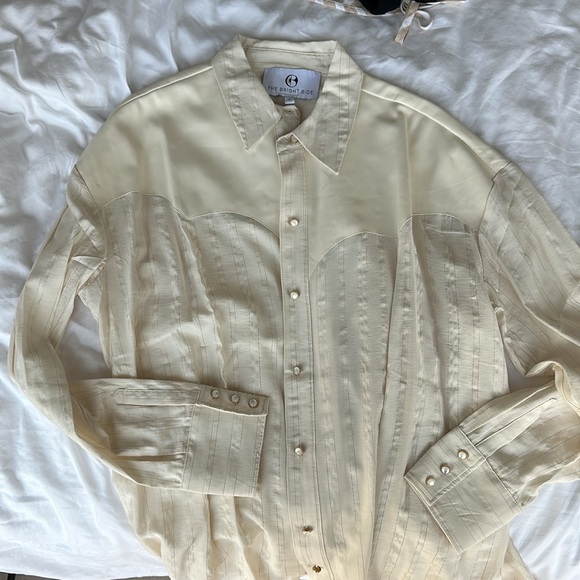 The bright side by Rocky Barnes western linen and leather shirt - Picture 5 of 5